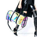 새로운 홀로그램 투명한 레저 비치 PVC 여행 가방 패션 롤링 어깨 보관 가방 경사 핸드백 수화물 더플 백